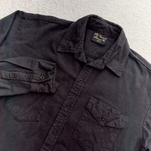 The Vermont Flannel Co Mens Charcoal Gray Solid Cotton Flannel Shirt Medium USA